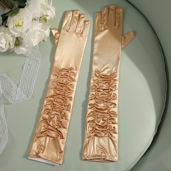 50cm Bridal Wedding Dress Satin Lengthened Gloves - Image 10