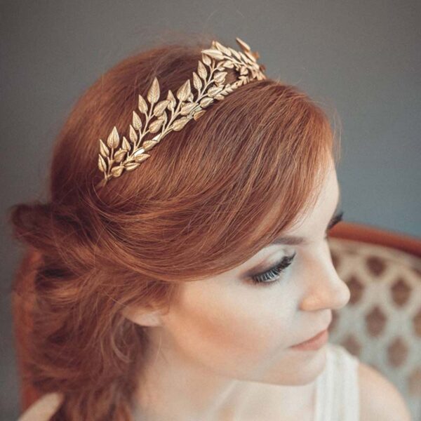 Bridal Golden Leaf Headband Alloy Crown Hair Accessories