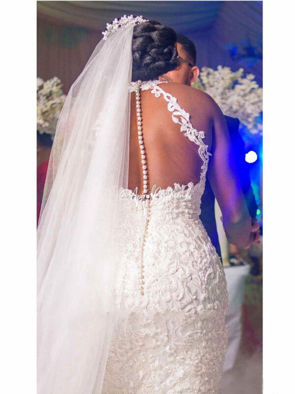 Vintage Lace Beaded Wedding Dresses Sheer Neck Mermaid Bridal Dresses Sexy Cheap Wedding Gowns - Image 3