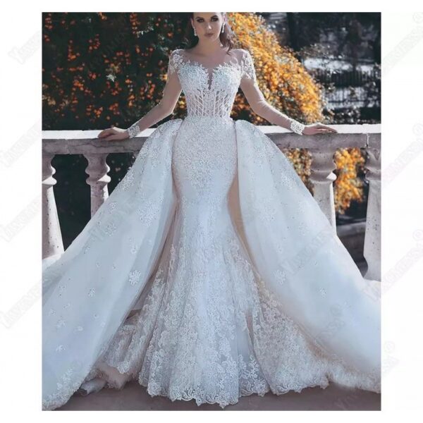 Africa Mermaid Wedding Dresses Long Sleeves Bridal Gowns - Image 4