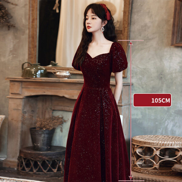 Toasting Dress Bridal red New Autumn and Winter Wedding Dress - Image 3