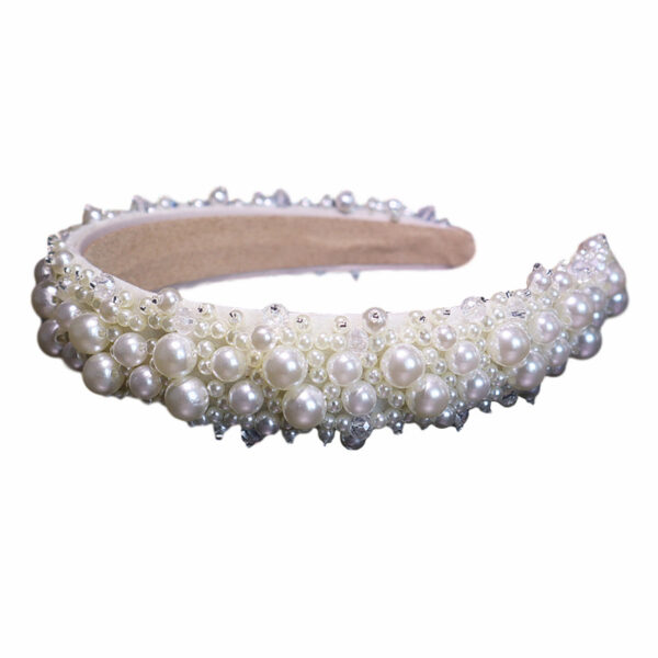 Handmade Beaded Beaded Bridal Wide Hairband Wedding Accessories - Image 5