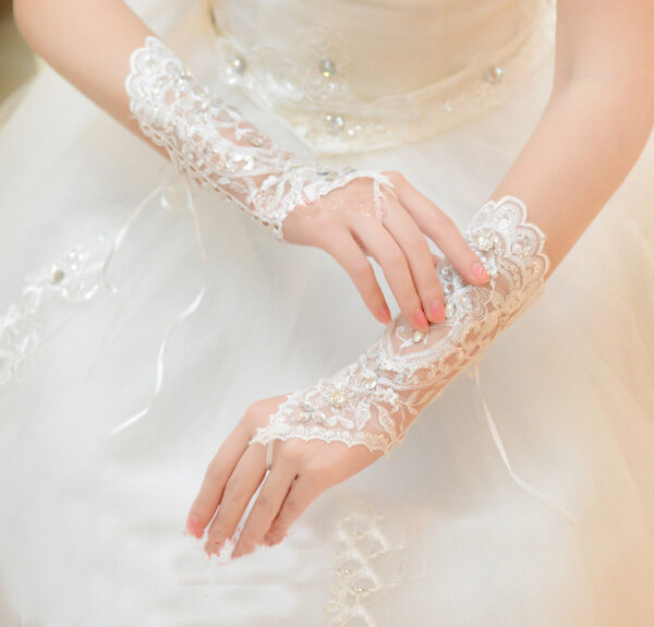 Bridal Wedding Dress Long Gloves Strappy Fingerless - Image 3