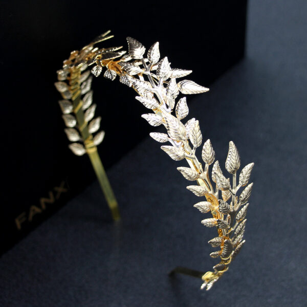 Bridal Golden Leaf Headband Alloy Crown Hair Accessories - Image 3