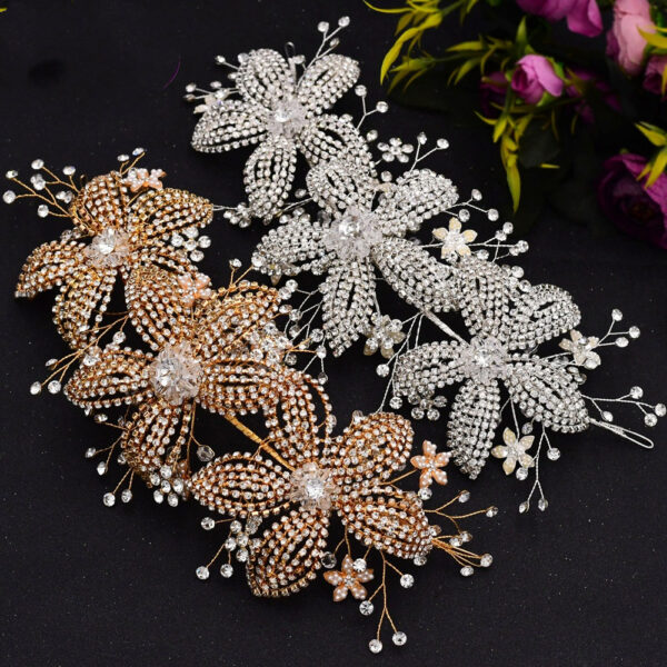 Flower Rhinestone Hair Accessories Bridal Wedding Hair Band - Image 2