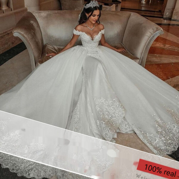 Bridal Lace Detachable Wedding Dress - Image 6