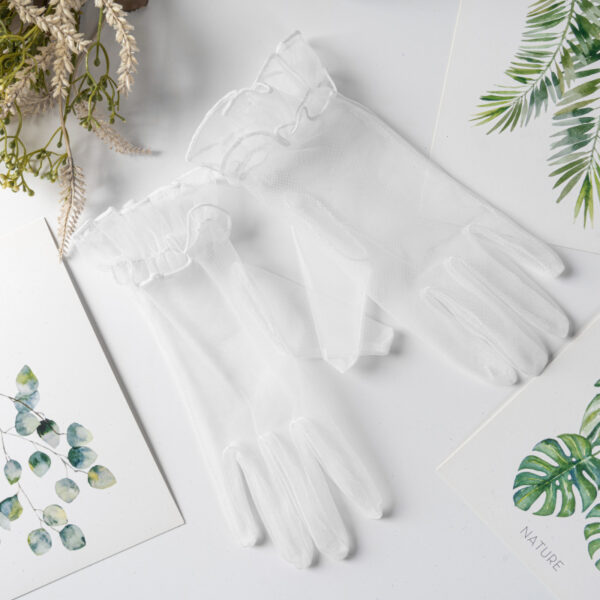 Bridal Wedding Dress Evening Gown Gloves Ruffle - Image 5