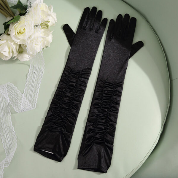 50cm Bridal Wedding Dress Satin Lengthened Gloves - Image 8