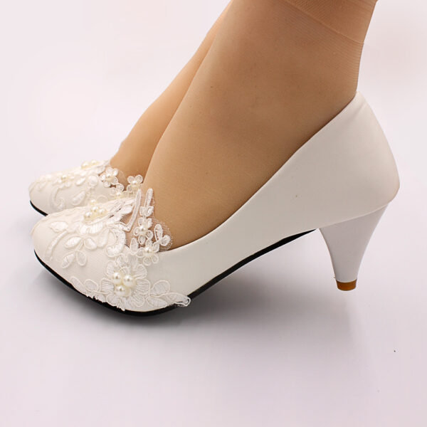 Flat Wedding White Bridal Dress Bridesmaid Shoes - Image 2