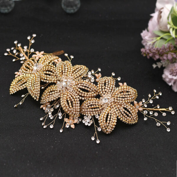 Flower Rhinestone Hair Accessories Bridal Wedding Hair Band - Image 3