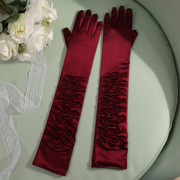 50cm Bridal Wedding Dress Satin Lengthened Gloves - Image 3