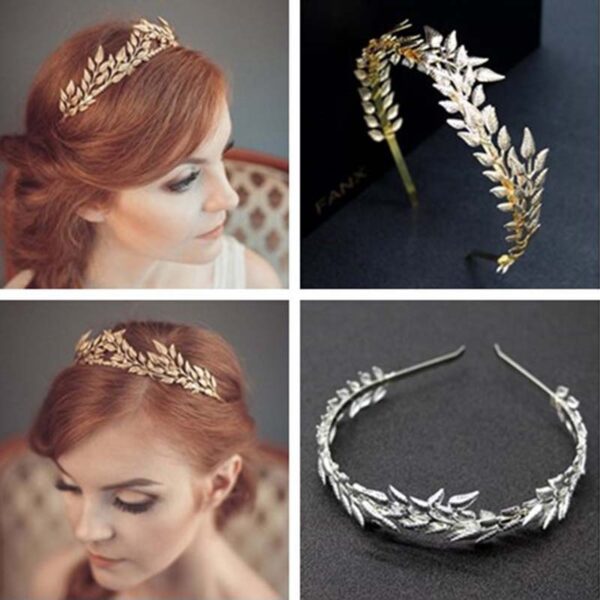 Bridal Golden Leaf Headband Alloy Crown Hair Accessories - Image 5