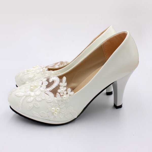 Flat Wedding White Bridal Dress Bridesmaid Shoes - Image 6