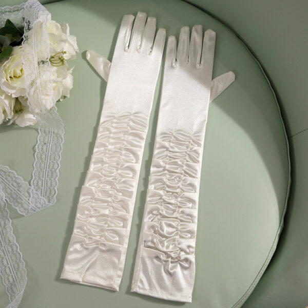 50cm Bridal Wedding Dress Satin Lengthened Gloves - Image 7