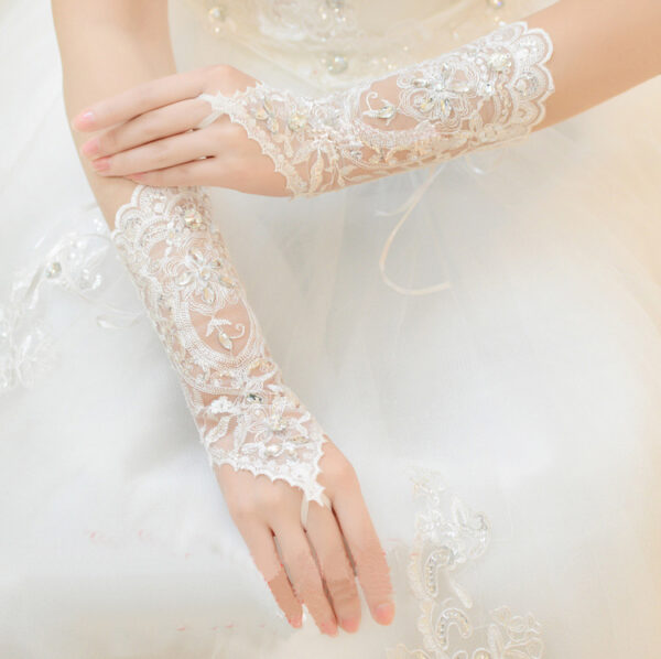 Bridal Wedding Dress Long Gloves Strappy Fingerless - Image 5