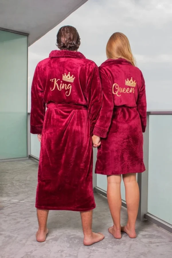 Custom Couple Bathrobe Personalized Wedding Bathrobe Flannel Anniversary King Queen Robes Honeymoon Mr Gift Bride And Groom Gift - Image 3