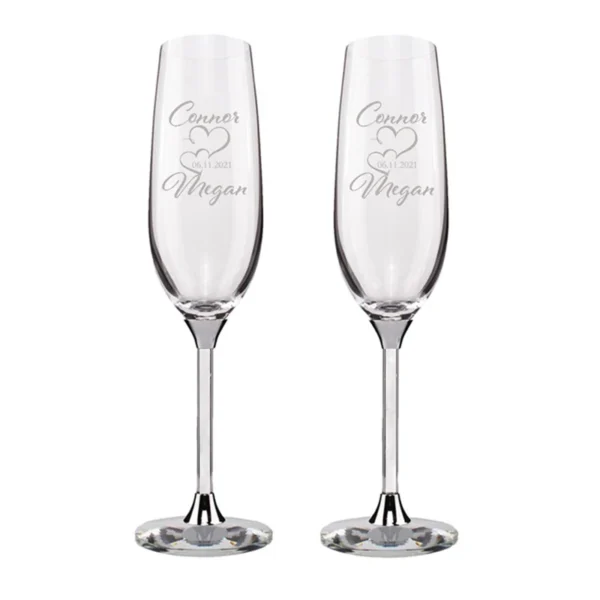 Personalized Champagne Flute Wedding Party Mr and Mrs Champagne Glasses Anniversary Gift for Couple New Years Celebration - Image 6