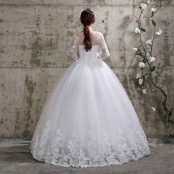 Customized Wedding Dress Style Bride Plus Size Flower Wedding Dresses Dreamy Full-sleeve Bridal Lace Up Dresses Ball Gowns - Image 4