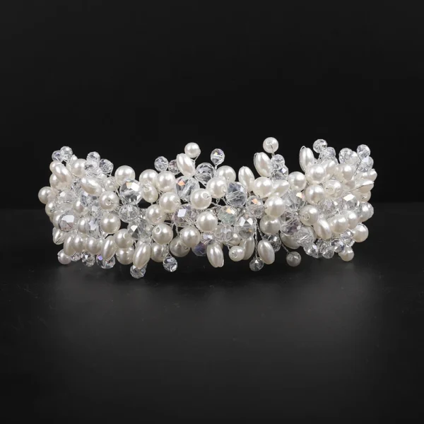 Bridal Tiara Headwear Pearl Crown Princess Wedding Bridal Tiara Pear Crystal headband Wedding Hair Jewelry Bridal Accessories - Image 5