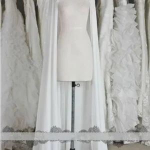 White chiffon cloak bridal lace coat bridal cloak bridal dress cloak