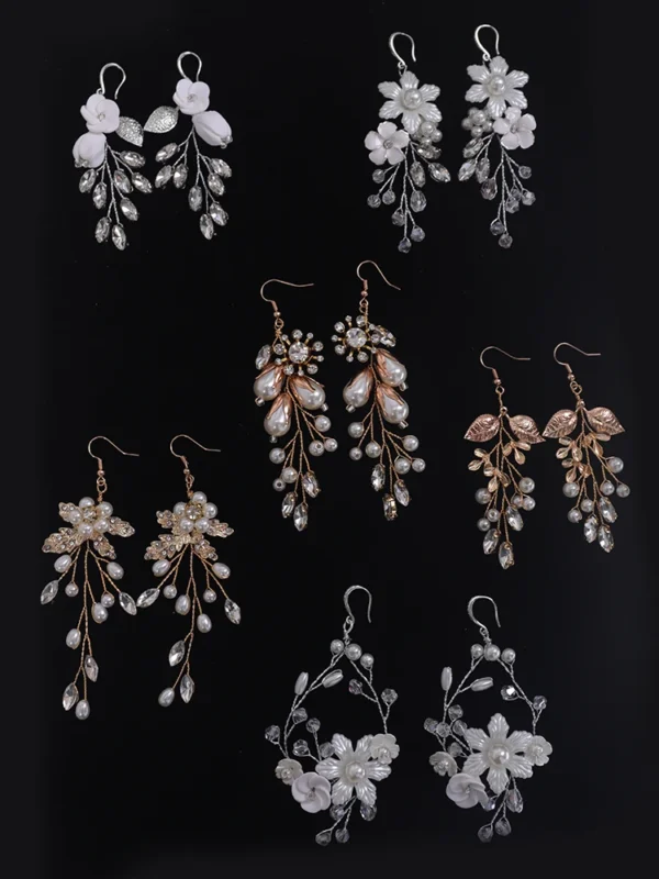 Bridal Earring Handmade Rhinestones Crystal Pearl Accessories Wedding Dangle Earring Bridal Fashion Women Girls drop Jewelry