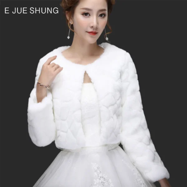 Winter Wedding Bolero Wedding Shawls Bridal Shrug Faux Fur Women Wraps Bridal Jacket Party Coat - Image 4