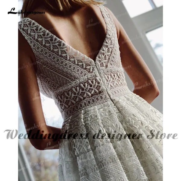 Plus Size Lace Wedding Dresses vestido de novia Boho Bridal Gowns V Neck Backless Elegant Beach A-Line Bridal Dresses - Image 5