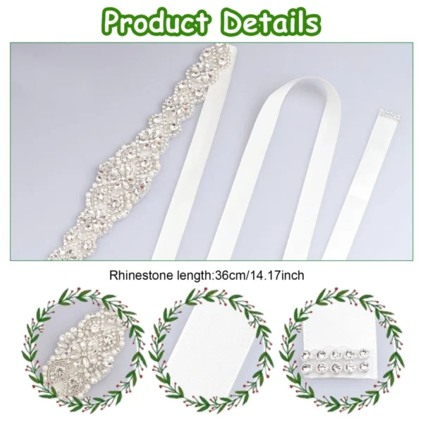 Crystal Satin Bridal Belt Sash Rhinestones Wedding Dress Belt Bridal Belt Wedding Dress Belt - Image 2