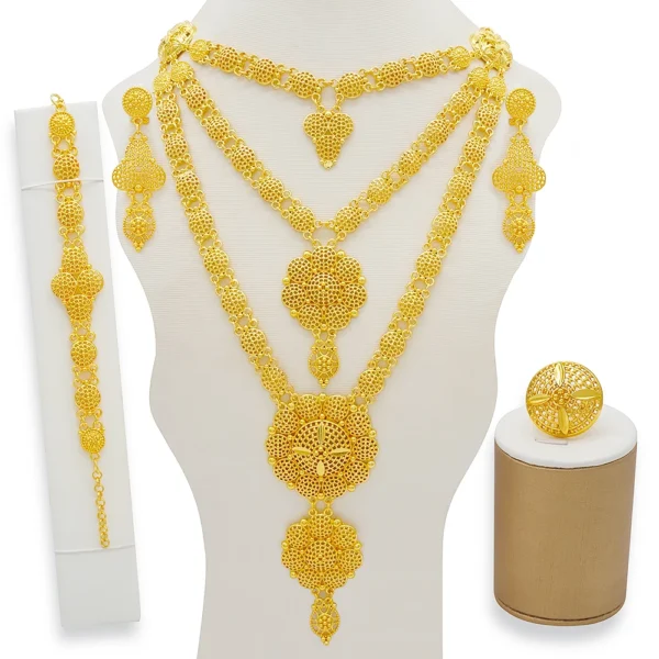 Dubai Jewelry Sets Gold Color Necklace & Earring Set For Women African France Wedding Party Jewelery Ethiopia Bridal Gifts - Image 33