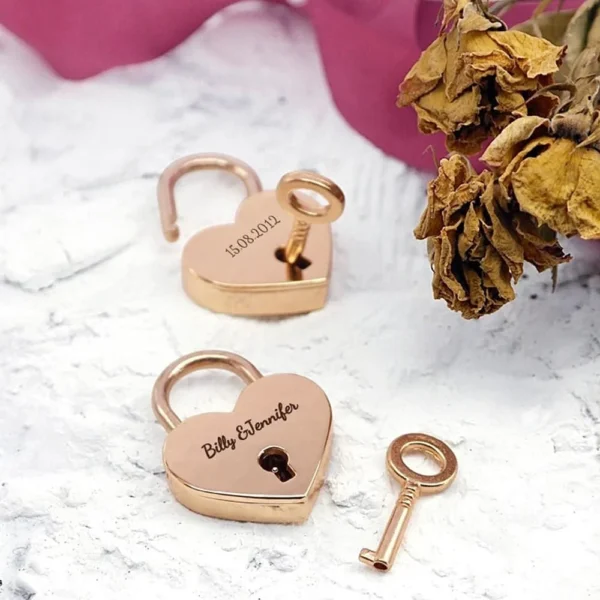 Personalized Engraved Love Heart Padlock Travel Bridge Padlock Couples Gifts Wedding Locks Engraved Valentines Day Gifts - Image 3