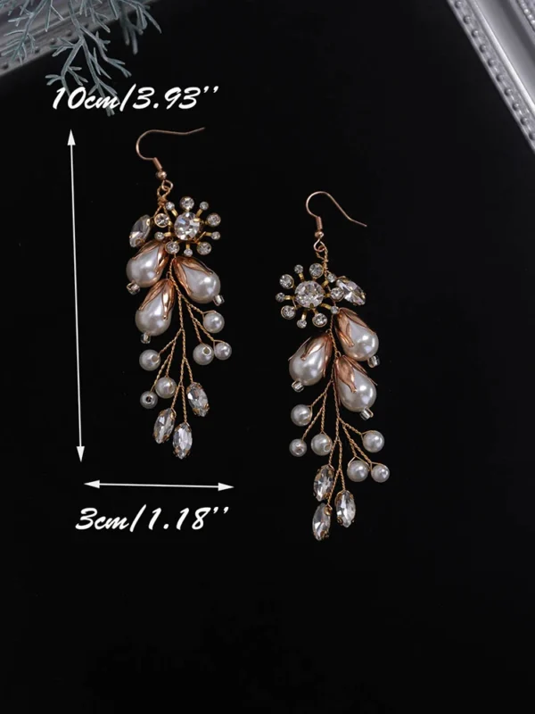 Bridal Earring Handmade Rhinestones Crystal Pearl Accessories Wedding Dangle Earring Bridal Fashion Women Girls drop Jewelry - Image 12