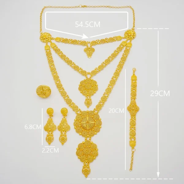 Dubai Jewelry Sets Gold Color Necklace & Earring Set For Women African France Wedding Party Jewelery Ethiopia Bridal Gifts - Image 6