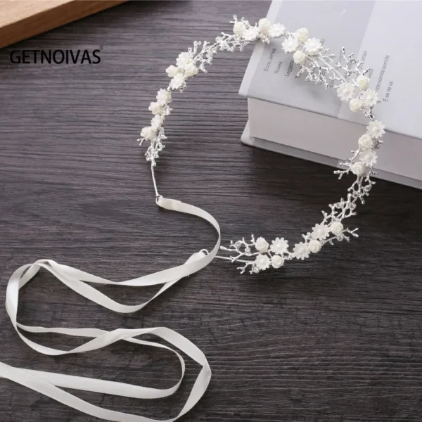 GETNOIVAS Bridal Gold/Silver Color Flower Ribbon Hairband Headband Women Headpiece Tiara Wedding Bridal Hair Jewelry Accessories - Image 13