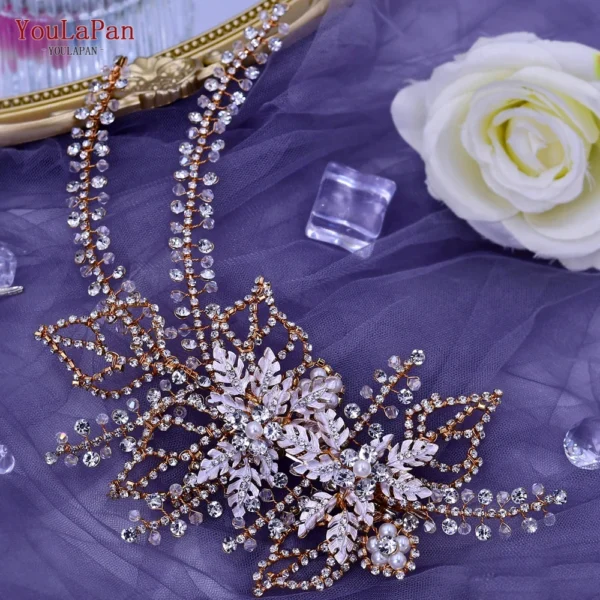 YouLaPan HP254 Wedding Hair Accessories Bridal Delicate Wire Headband Women Headpiece Bridal Handmade Crystal Hair Accessories - Image 5