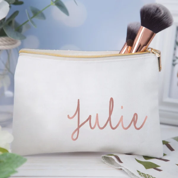 Personalized Makeup Bag for Bridesmaid, Birthday, Valentines Day, Best Friend Gifts, Custom Name Cosmetic Bag, Wedding Supplies - Image 4