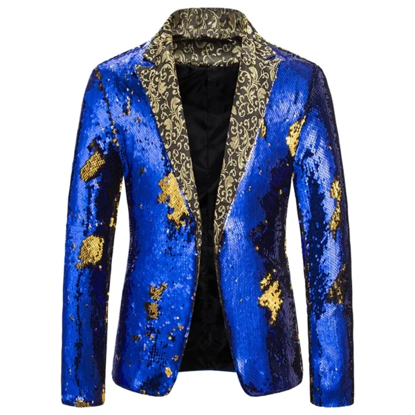 Men Blazer Shiny Sequin Shawl Collar suit Men Wedding Groom Singer Prom Glitter Suit Jacket DJ Club Stage Men suit - Image 7