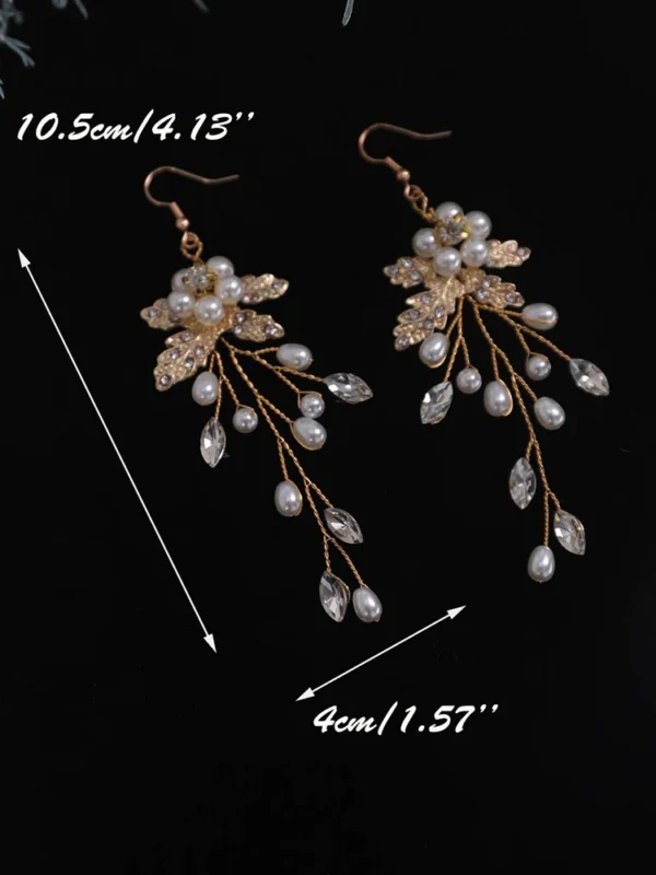 Bridal Earring Handmade Rhinestones Crystal Pearl Accessories Wedding Dangle Earring Bridal Fashion Women Girls drop Jewelry - Image 8