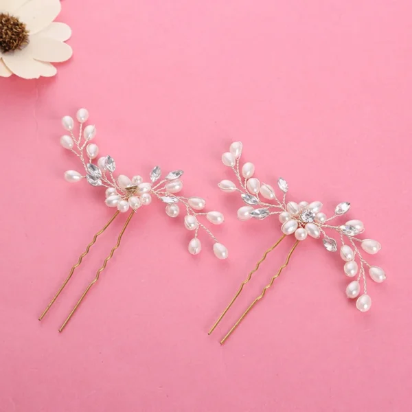 1PC Hot Sale Elegant Bridal Pearl Handmade Flower Beautiful Crystal Hair Accessories Wedding Hair Pins Bridesmaid Bridal Decor - Image 2