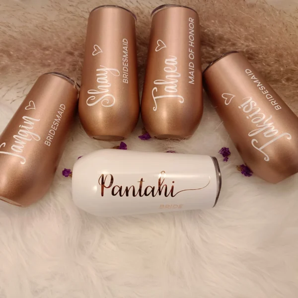 6oz Personalized Flute Tumblers Custom Stainless Tumbler Champagne Bachelorette Party Wine Cup Bridesmaid Proposal Bridal Favors - Image 3