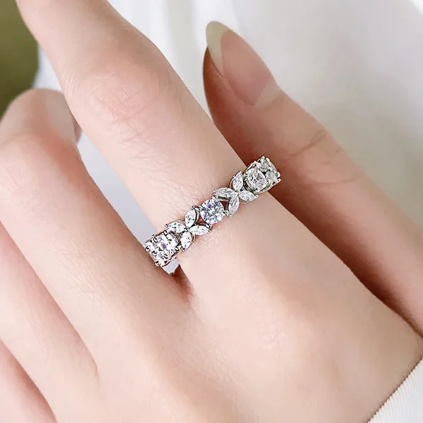 OEVAS 100% 925 Sterling Silver Sparkling Full High Carbon Dimond Zircon Flower Rings For Women Engagement Wedding Fine Jewelry - Image 5