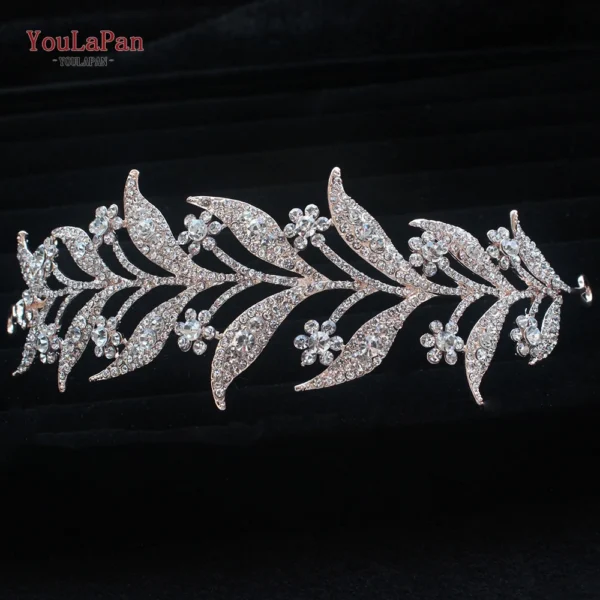 TOPQUEEN Indian Bridal Hair Accessories Alloy Flower Bridal Crowns and Tiaras Silver Hair Pieces Wedding Hair Jewelry HP301 - Image 21