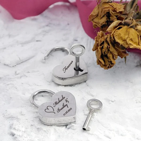 Personalized Engraved Love Heart Padlock Travel Bridge Padlock Couples Gifts Wedding Locks Engraved Valentines Day Gifts - Image 2