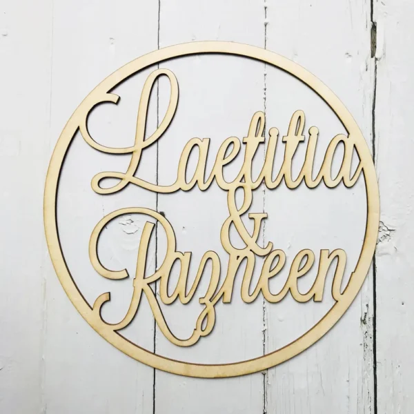 Custom Wooden Wedding Wall Sign Personalized Bride And Groom Name Babyshower Sign Circle Shape Party Decor Unique Party Gift - Image 5