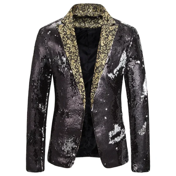 Men Blazer Shiny Sequin Shawl Collar suit Men Wedding Groom Singer Prom Glitter Suit Jacket DJ Club Stage Men suit - Image 9