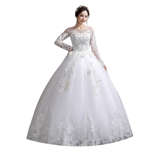 Customized Wedding Dress Style Bride Plus Size Flower Wedding Dresses Dreamy Full-sleeve Bridal Lace Up Dresses Ball Gowns - Image 5