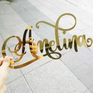 Personalized Acrylic Cut Name Sign Wedding Birthday Party Decoration Mirror Gold Custom Name Wall Hanging Party Gifts Supplies