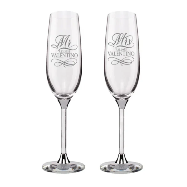 Personalized Champagne Flute Wedding Party Mr and Mrs Champagne Glasses Anniversary Gift for Couple New Years Celebration - Image 11