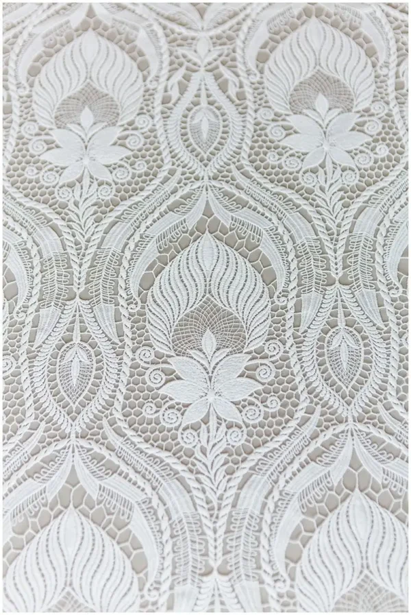 Guipure boho bridal lace, Boho wedding dress fabrics, Crochet lace fabric, bridal embroidered lace fabric, wedding dress lace - Image 3