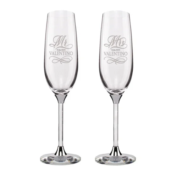 Personalized Champagne Flute Wedding Party Mr and Mrs Champagne Glasses Anniversary Gift for Couple New Years Celebration - Image 9