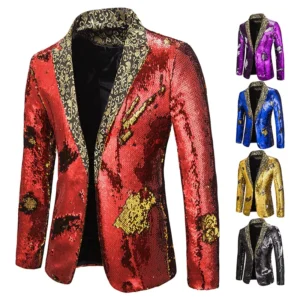 Men Blazer Shiny Sequin Shawl Collar suit Men Wedding Groom Singer Prom Glitter Suit Jacket DJ Club Stage Men suit